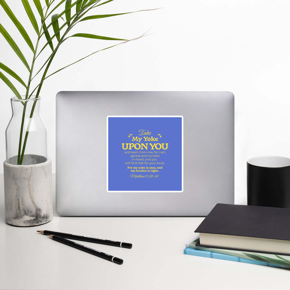 Matthew 11:29-30 Bible Verse, Take my yoke Kiss-Cut Sticker Stationery