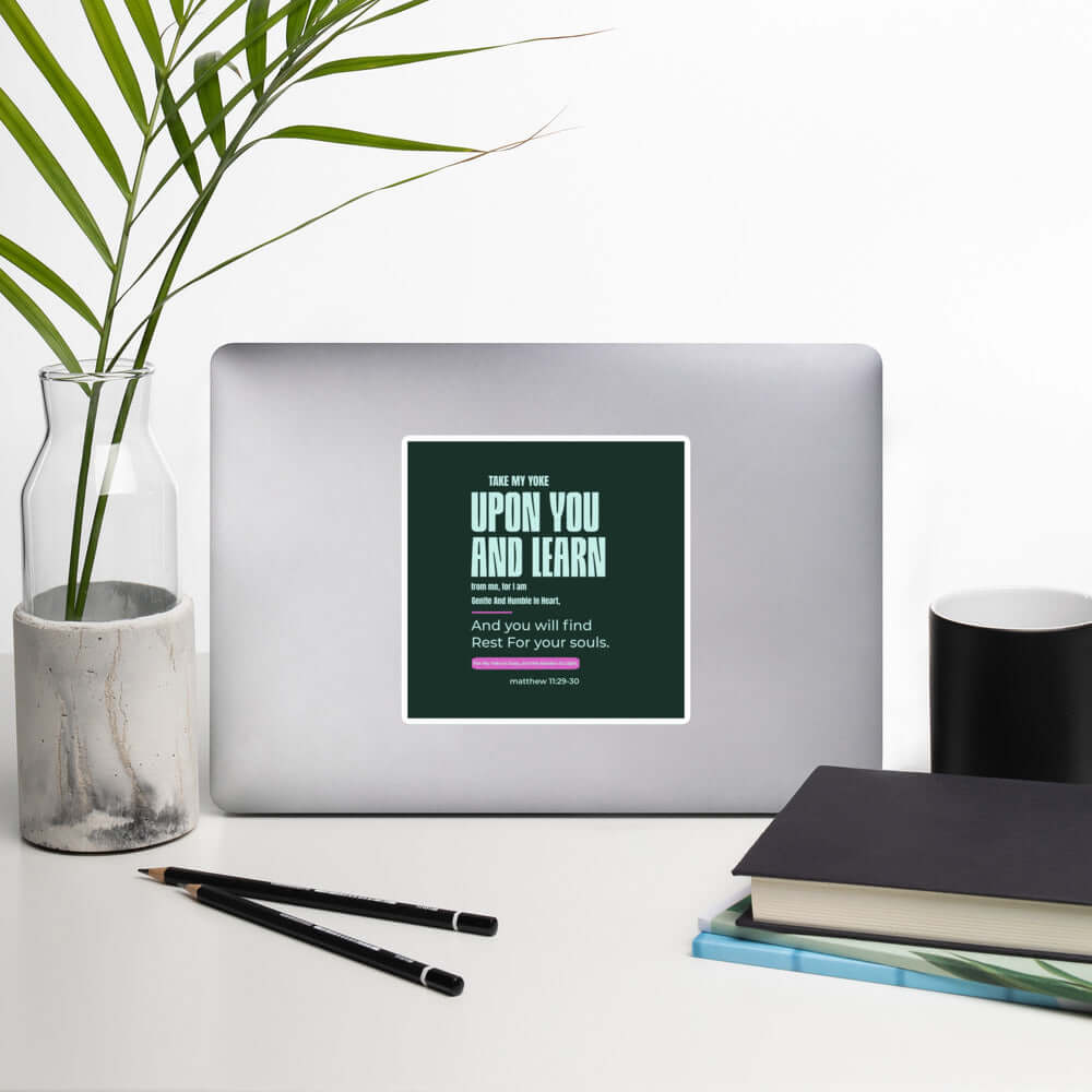 Matthew 11:29-30 Bible Verse, I am gentle Kiss-Cut Sticker Stationery
