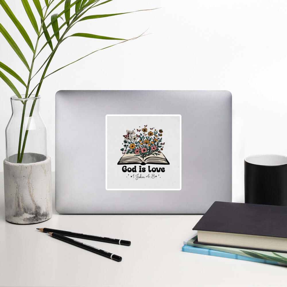 1 John 4:8 Bible Verse, God is Love Kiss-Cut Sticker Stationery