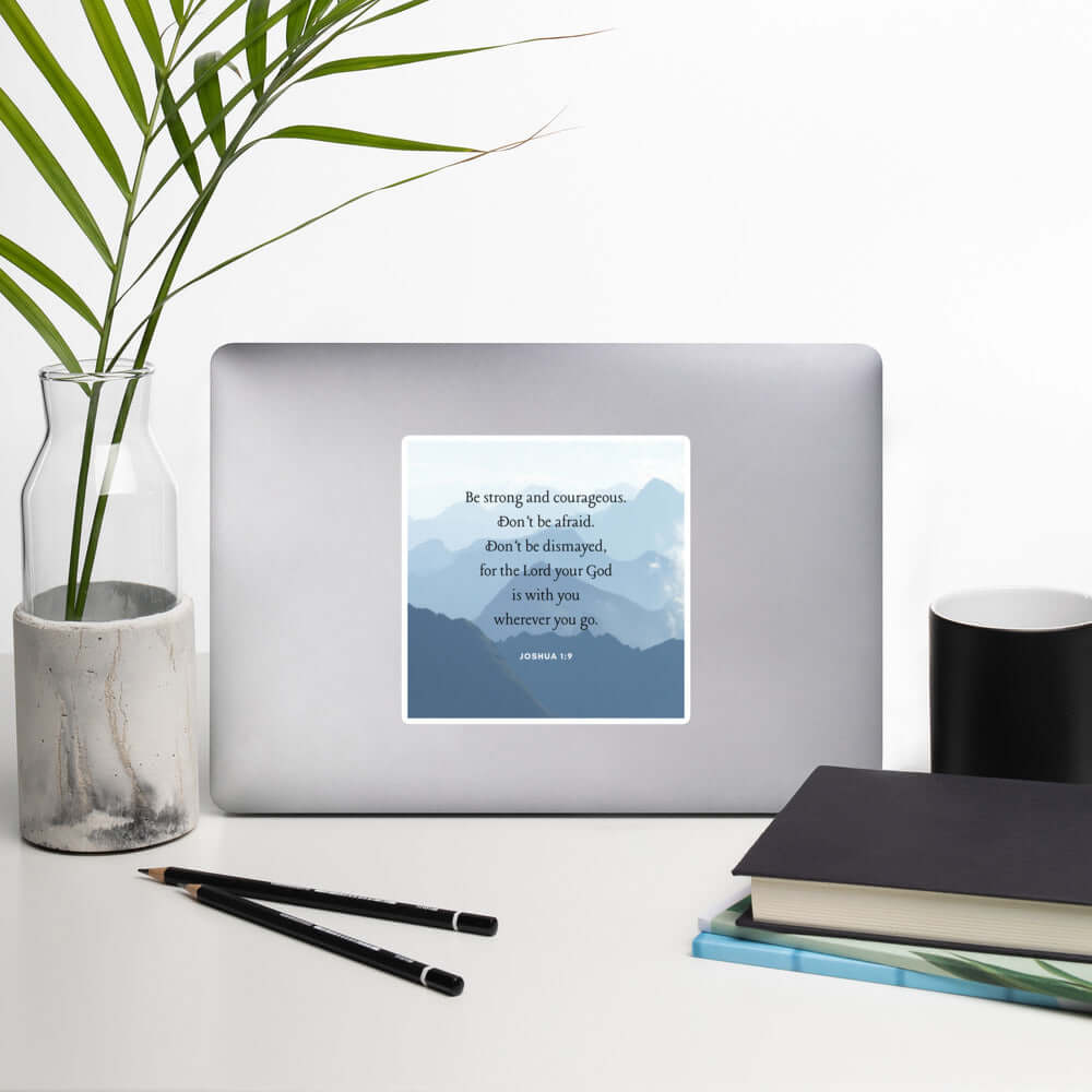 Joshua 1:9 Bible Verse, Courageous Kiss-Cut Sticker Stationery