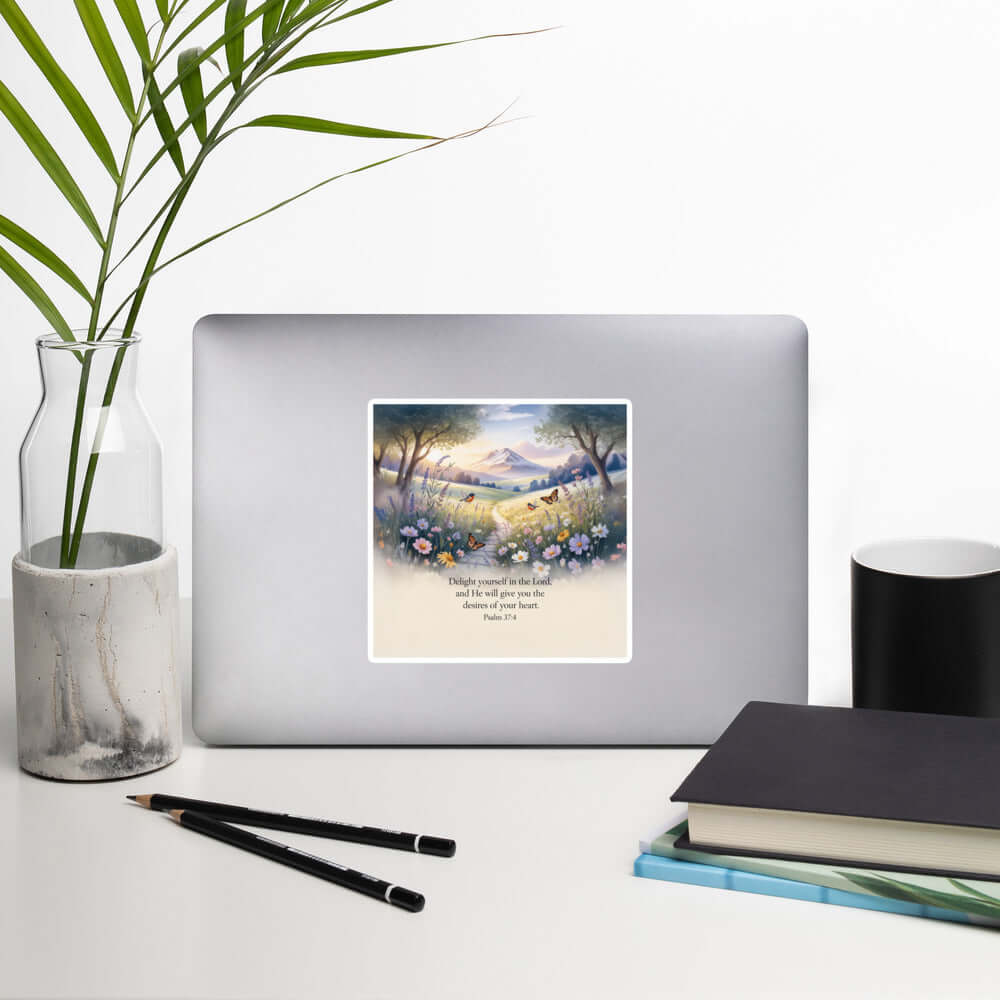 Psalm 37:4 Bible Verse, Delight Kiss-Cut Stickers