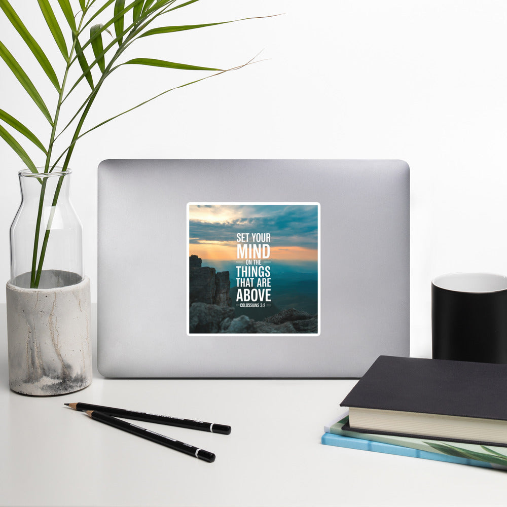 Colossians 3:2 Bible Verse on the Kiss-Cut Sticker