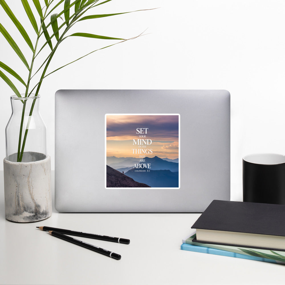 Colossians 3:2 Bible Verse things that Kiss-Cut Sticker