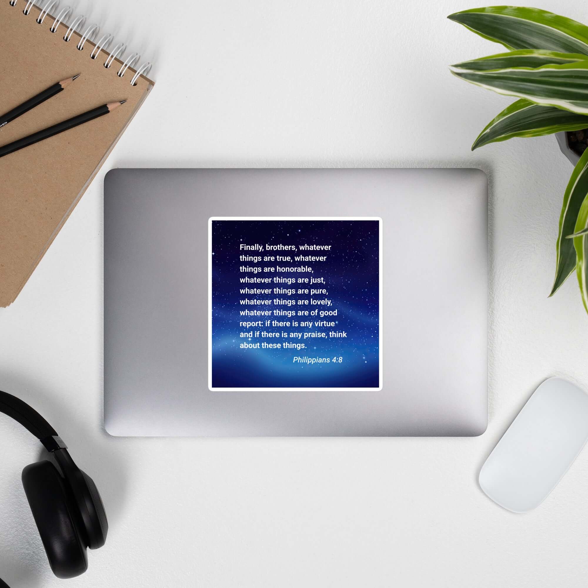 Philippians 4:8 Bible Verse, Think these things Kiss-Cut Sticker Stationery