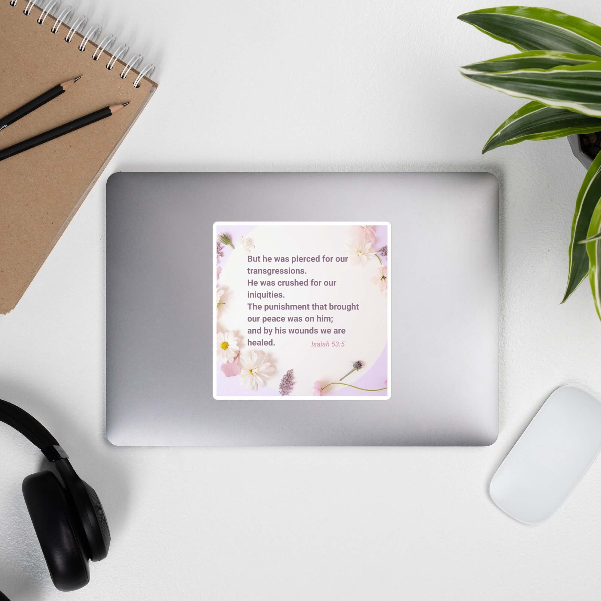 Isaiah 53:5 Bible Verse, by his wounds Kiss-Cut Sticker Stationery