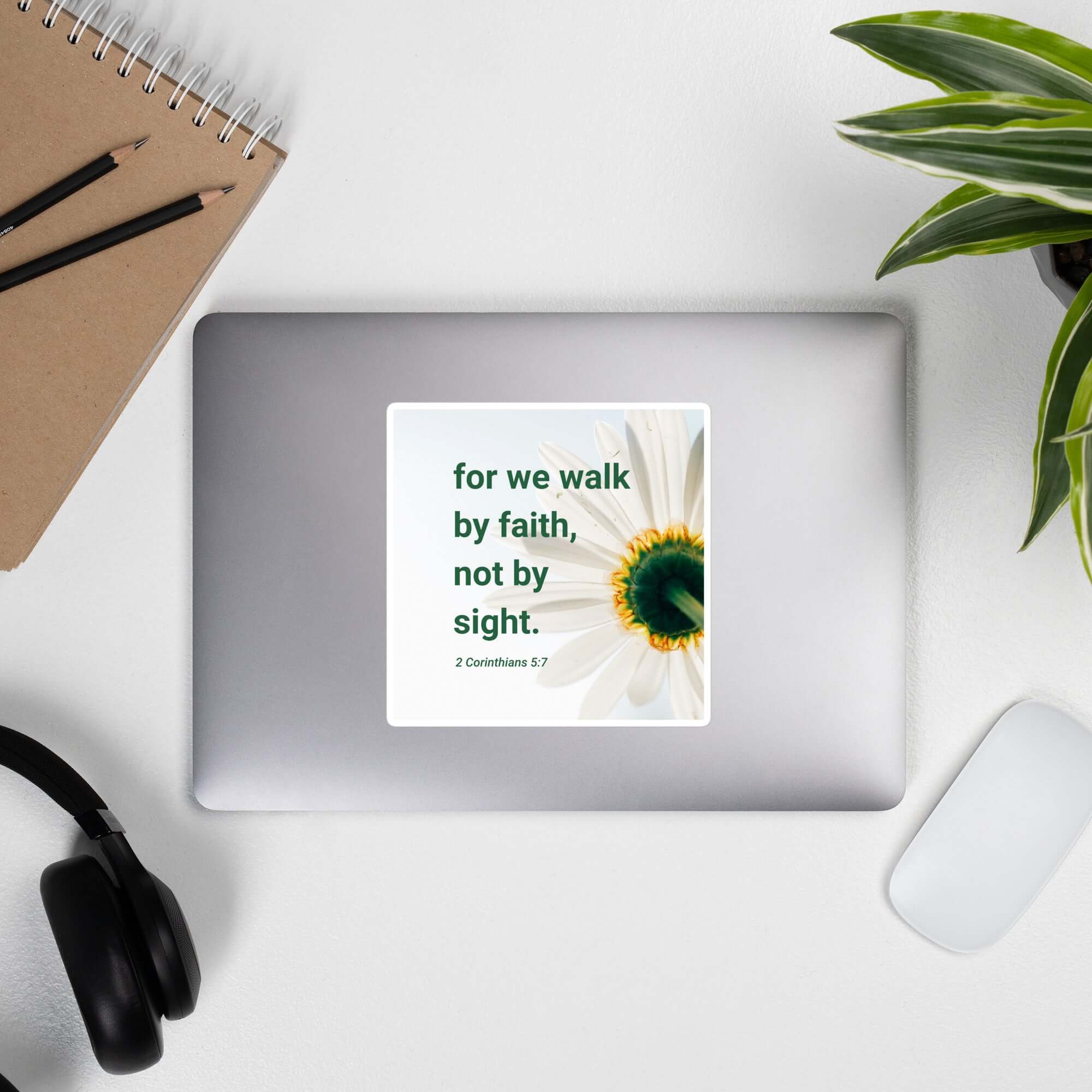 2 Corinthians 5:7 Bible Verse, for we walk by faith Kiss-Cut Sticker Stationery