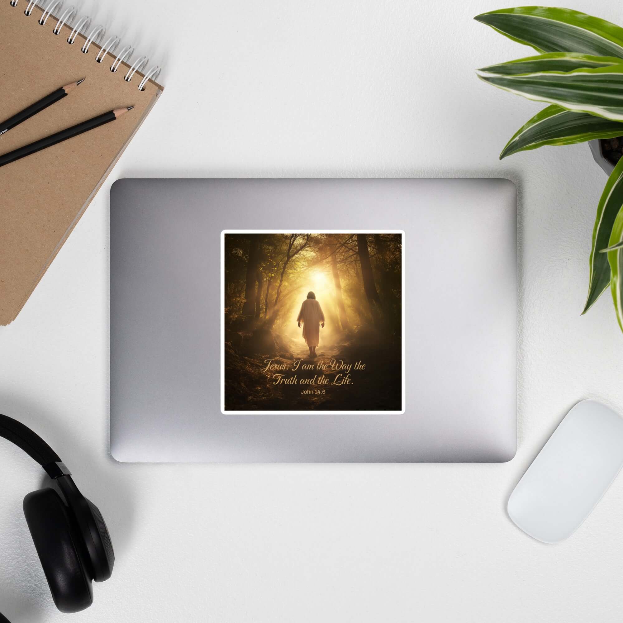 John 14:6 Bible Verse, Forest Image Kiss-Cut Sticker Stationery
