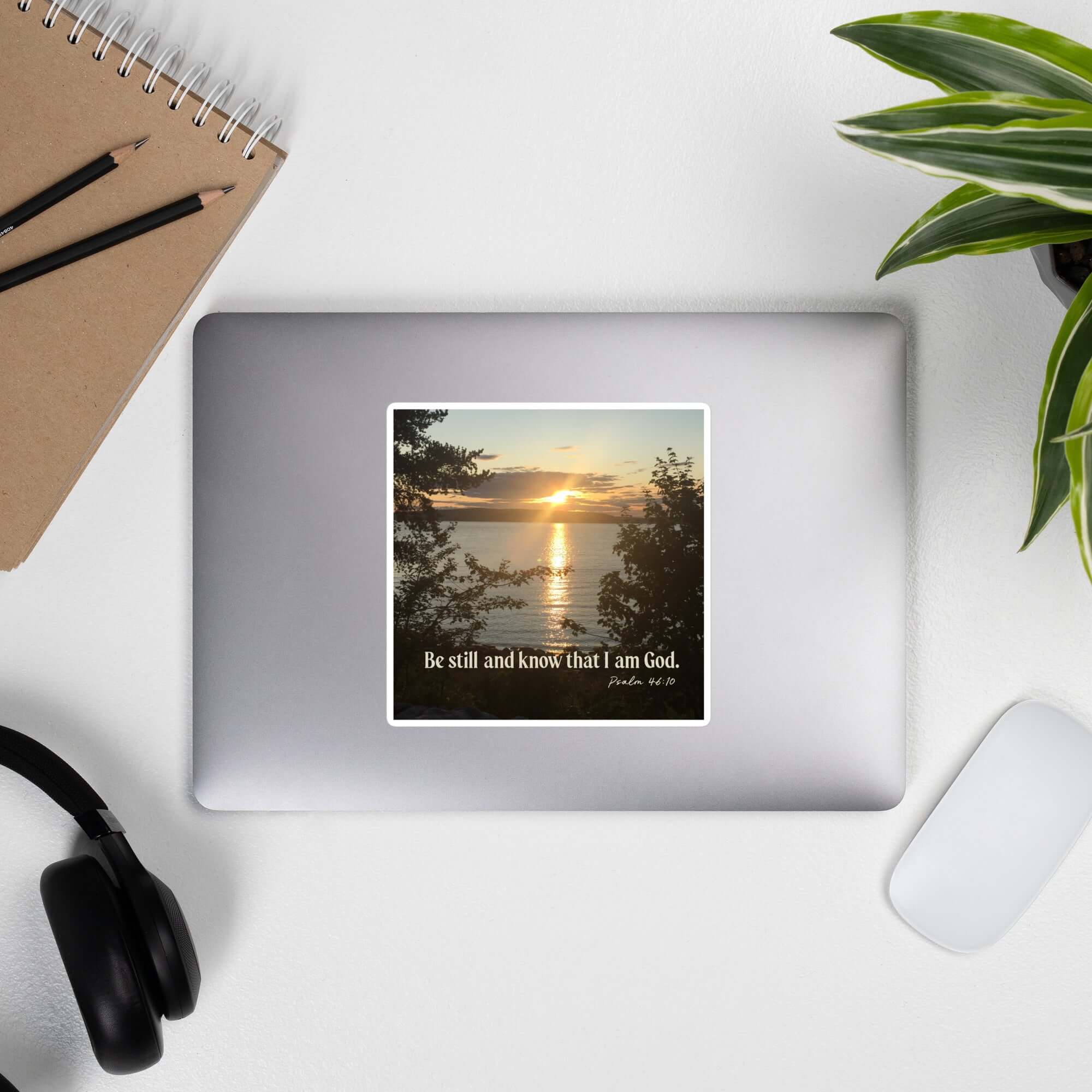 Psalm 46:10 Bible Verse, Sunset Glory Kiss-Cut Sticker Stationery