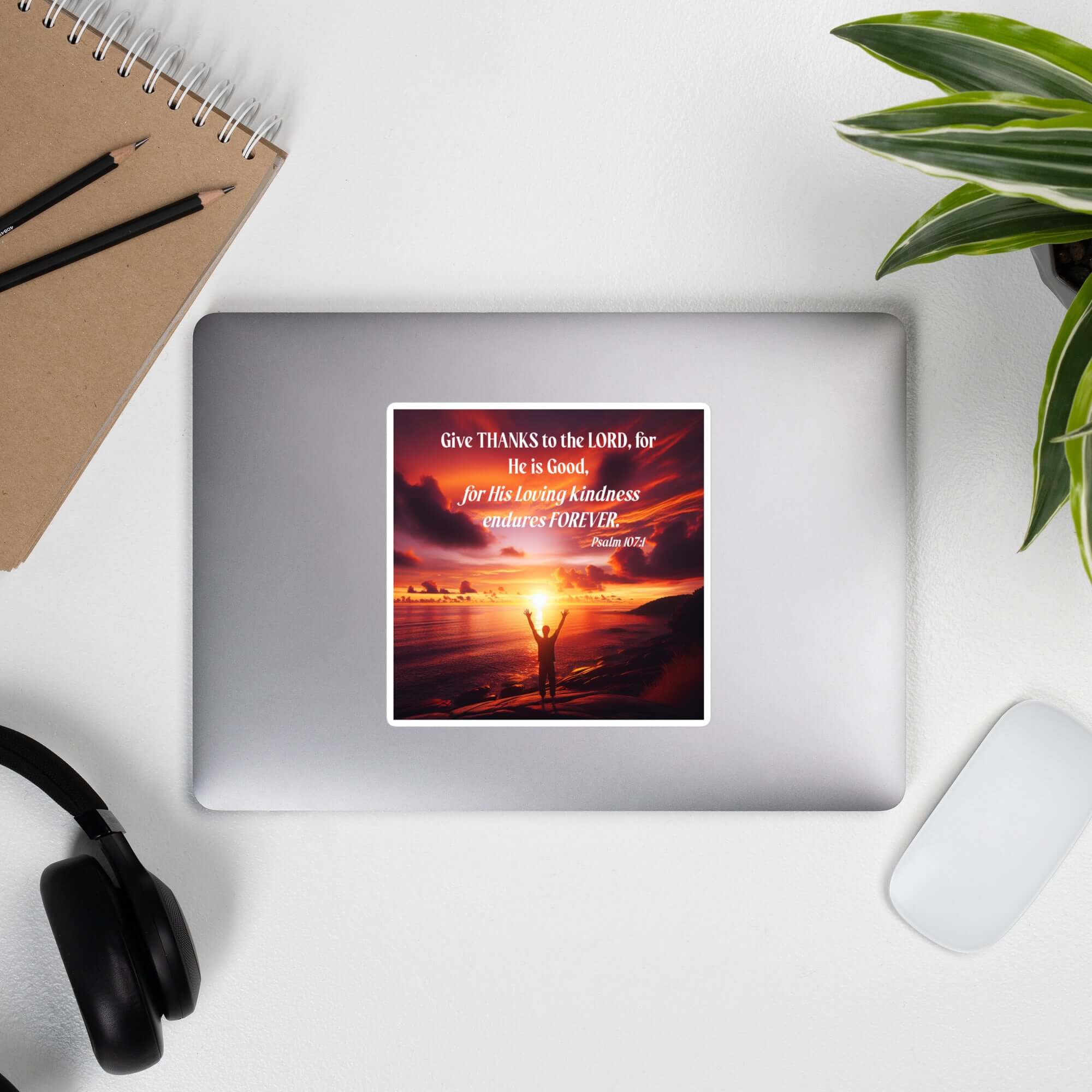 Psalm 107:1 Bible Verse, Give Thanks to the Lord Kiss-Cut Sticker Stationery