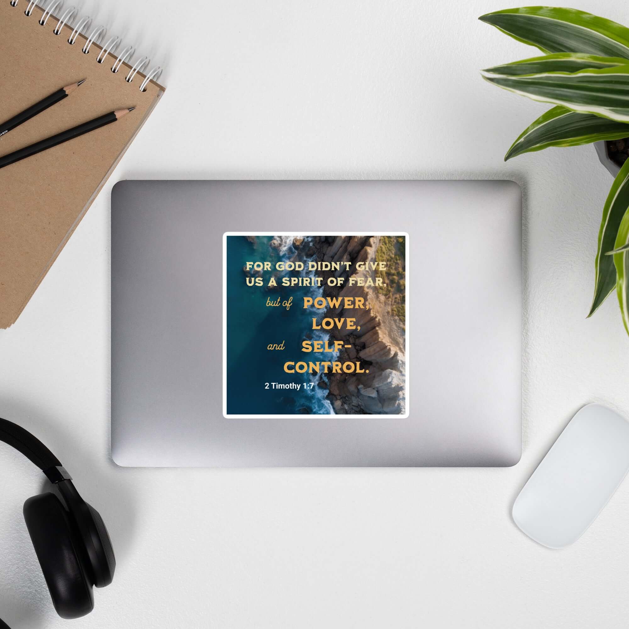 2 Timothy 1:7 Bible Verse, Power, Love, Self-Control Kiss-Cut Sticker Stationery