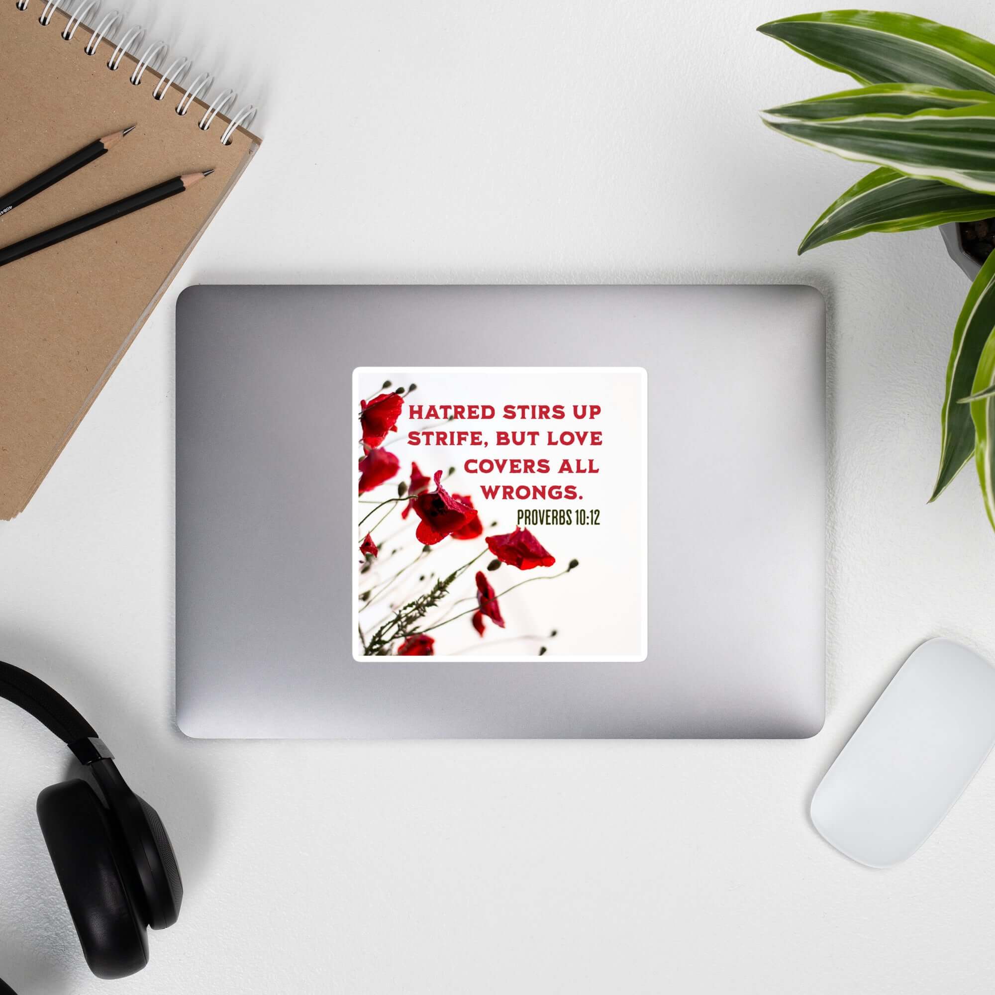 Proverbs 10:12 Bible Verse, Love Covers All Kiss-Cut Sticker Stationery