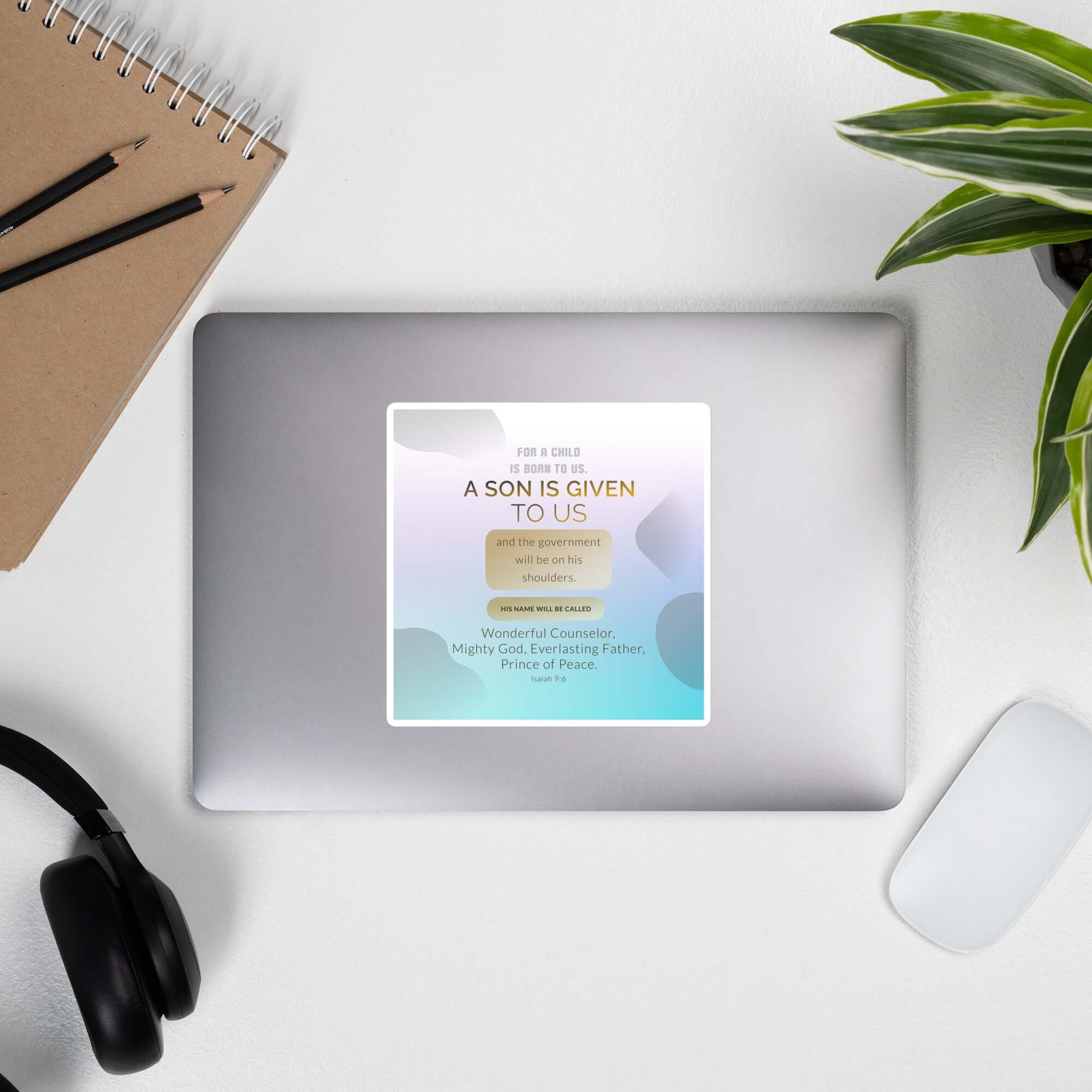 Isaiah 9:6 Bible Verse, Wonderful Counselor Kiss-Cut Sticker Stationery