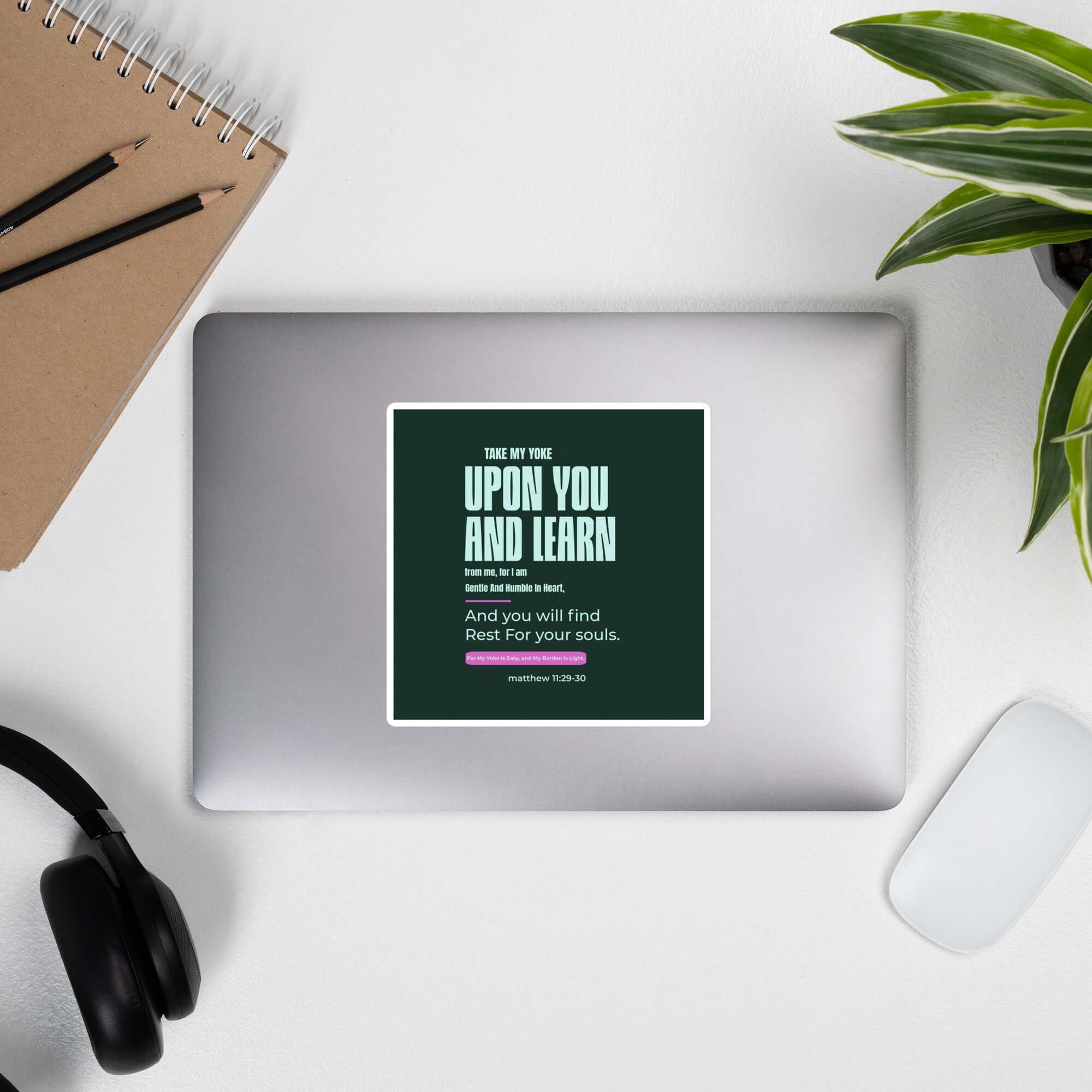 Matthew 11:29-30 Bible Verse, I am gentle Kiss-Cut Sticker Stationery