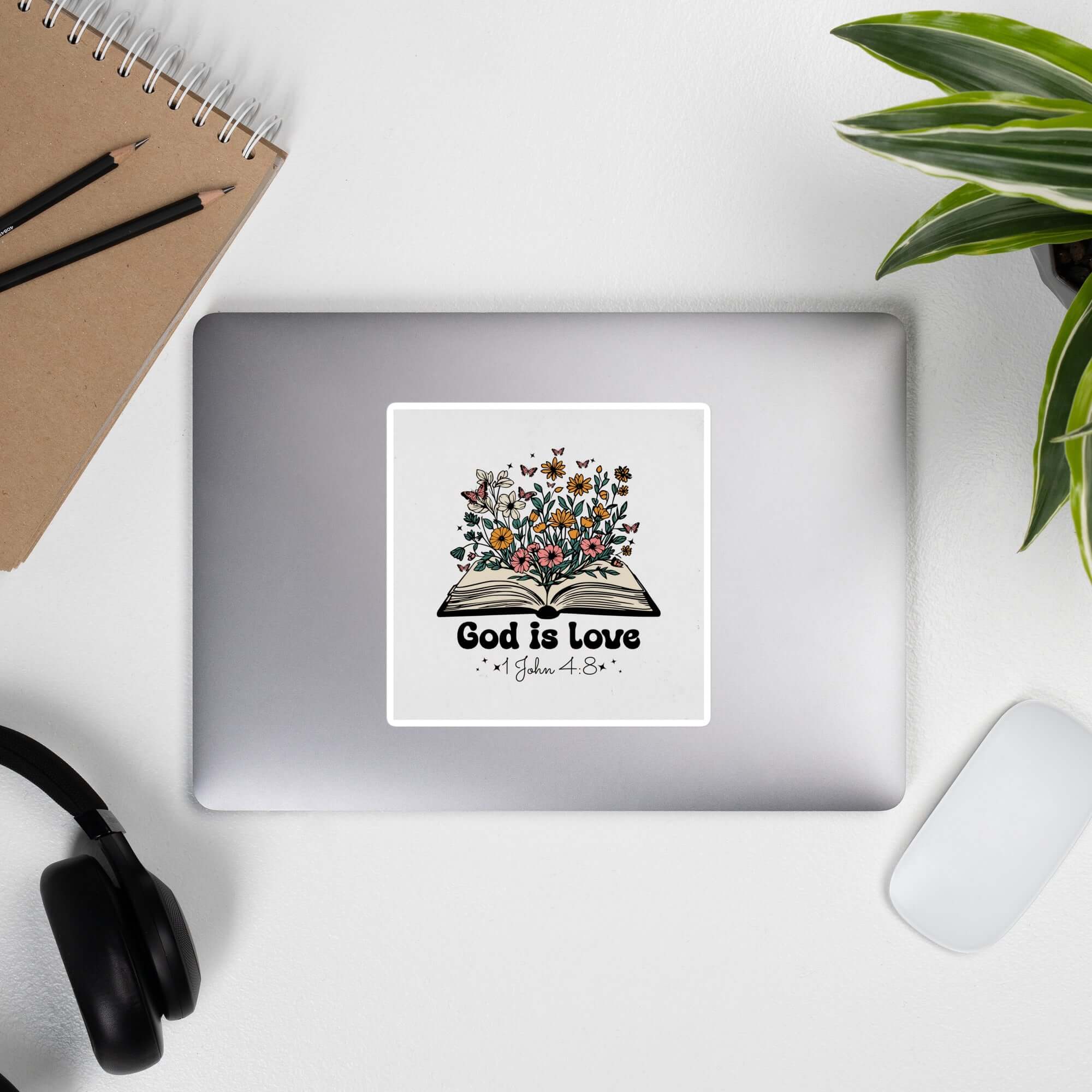 1 John 4:8 Bible Verse, God is Love Kiss-Cut Sticker Stationery
