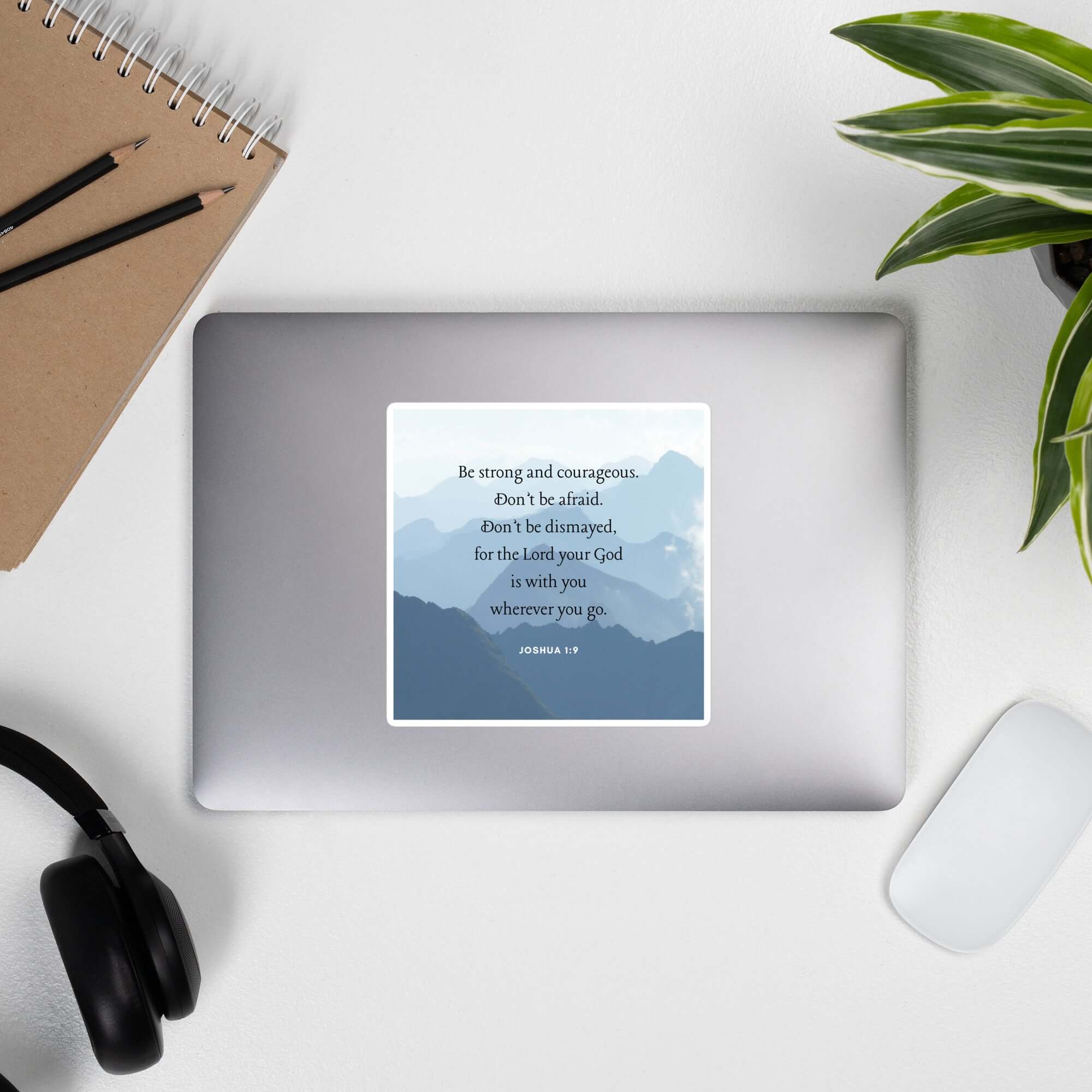 Joshua 1:9 Bible Verse, Courageous Kiss-Cut Sticker Stationery
