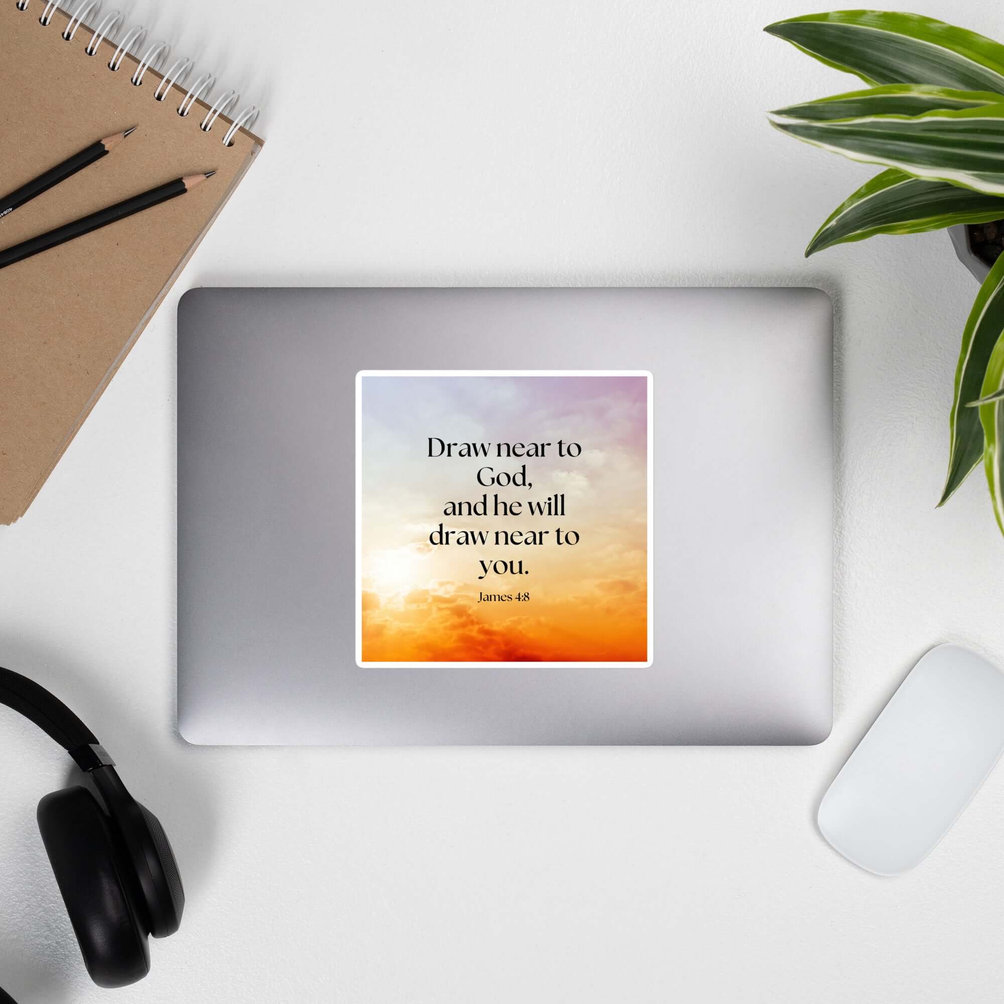 James 4:8 Bible Verse, he will draw Kiss-Cut Sticker Stationery