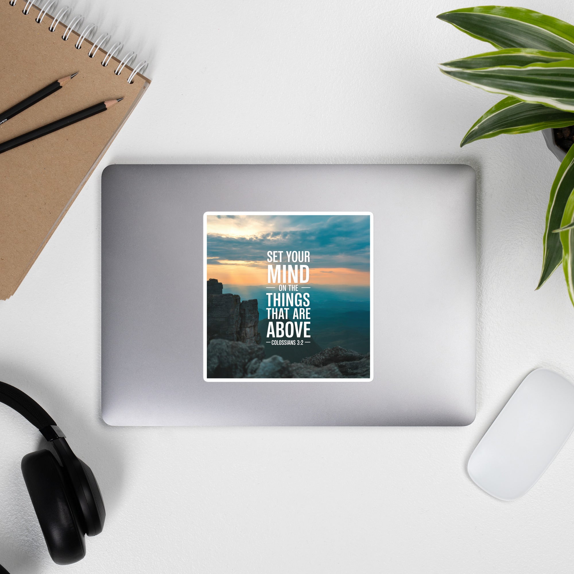 Colossians 3:2 Bible Verse on the Kiss-Cut Sticker