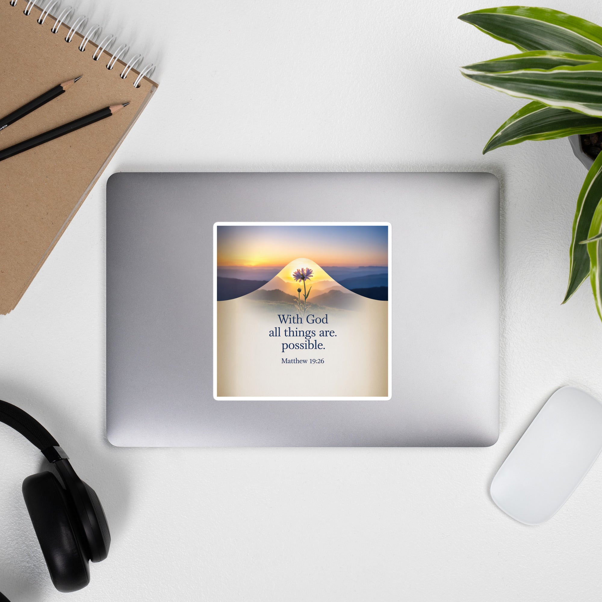 Matthew 19:26 Bible Verse at them Kiss-Cut Sticker