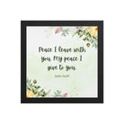 John 14:27 Bible Verse, My peace Premium Luster Photo Paper Framed Poster Wall Art Black 10″×10″