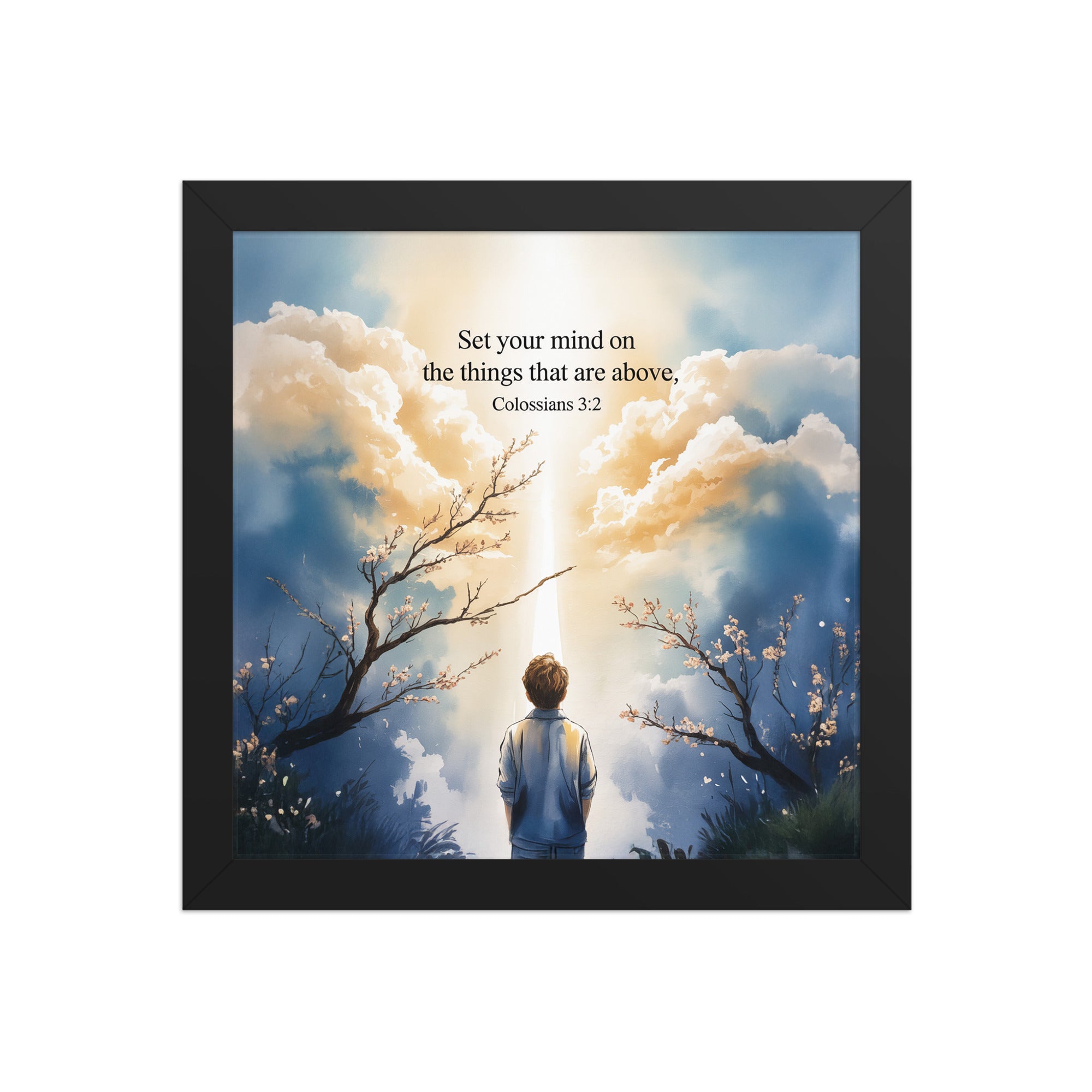 Colossians 3:2 Bible Verse the things Premium Luster Photo Paper Framed Poster Black 10″×10″