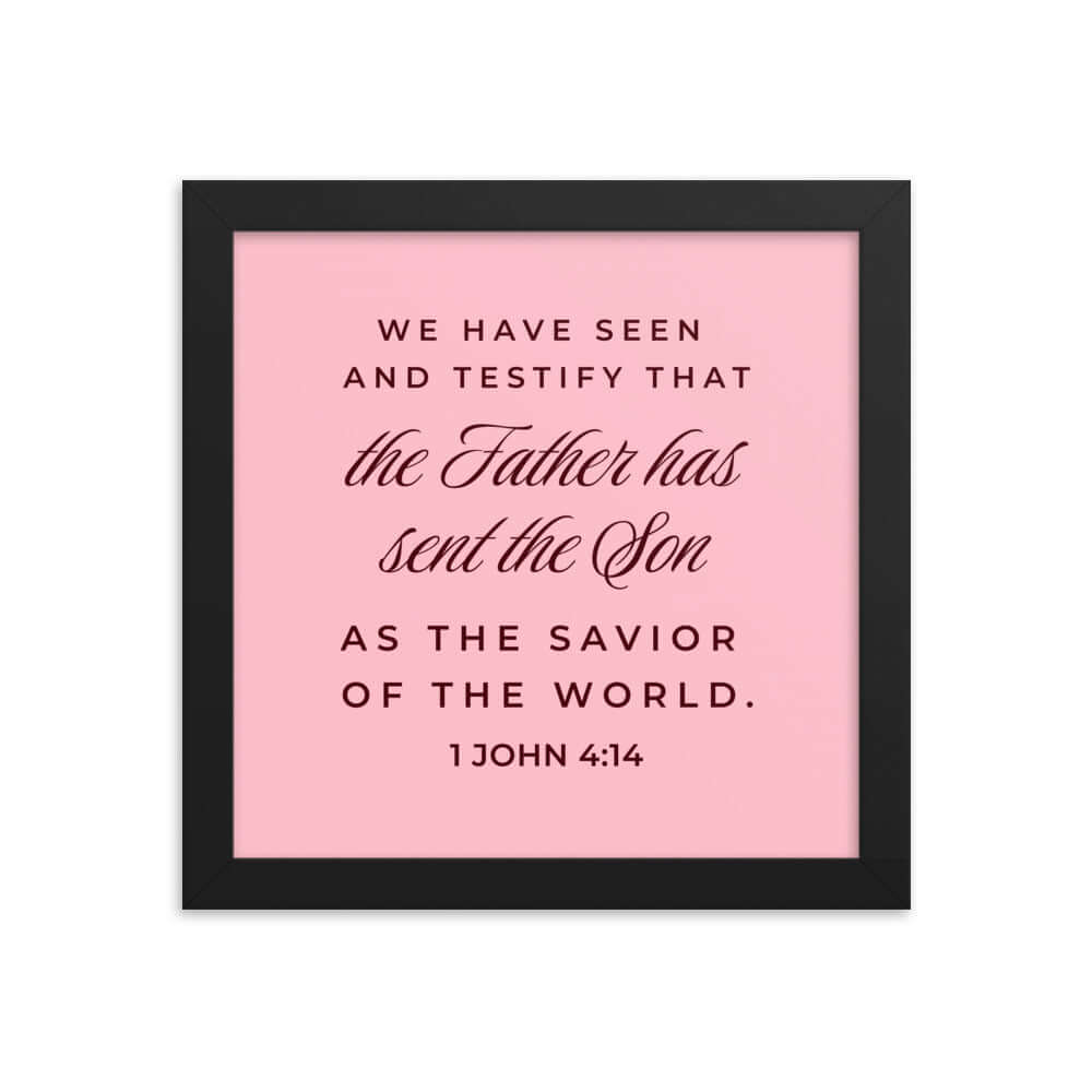 1 John 4:14 Bible Verse, We have seen Premium Luster Photo Paper Framed Poster Wall Art Black 10″×10″