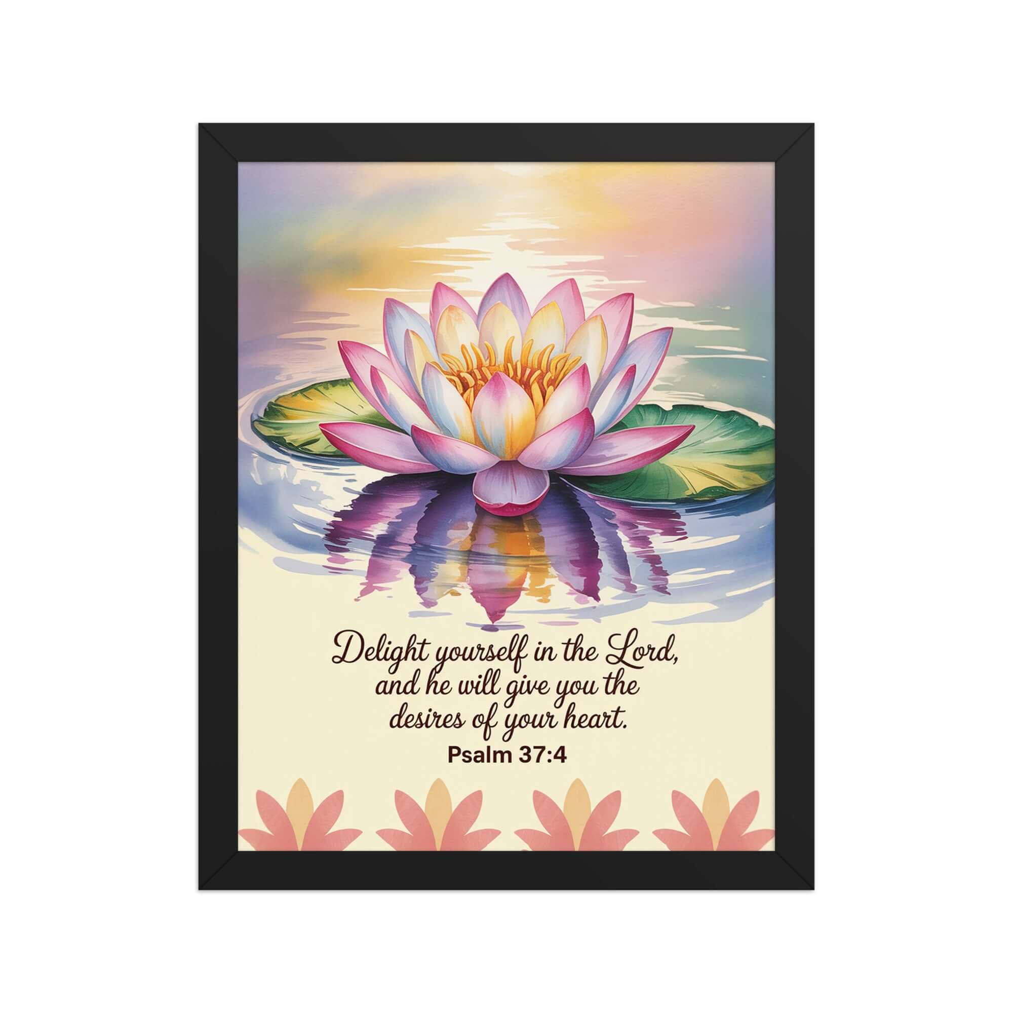 Psalm 37:4 Bible Verse, the Lord Premium Luster Photo Paper Framed Poster Black 11″×14″