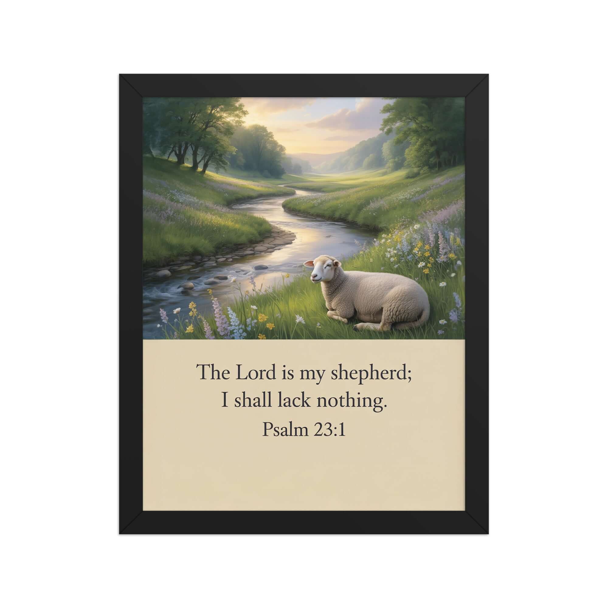 Psalm 23:1 Bible Verse, I shall Premium Luster Photo Paper Framed Poster Black 11″×14″