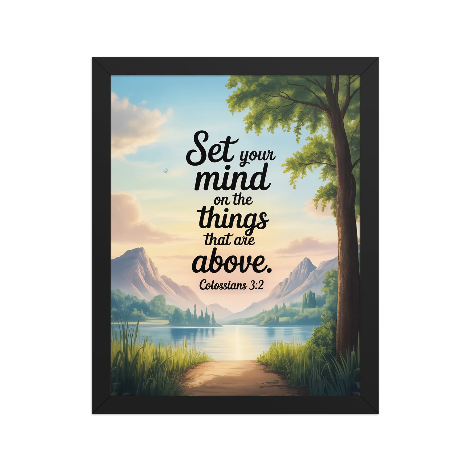 Colossians 3:2 Bible Verse Set Premium Luster Photo Paper Framed Poster Black 11″×14″