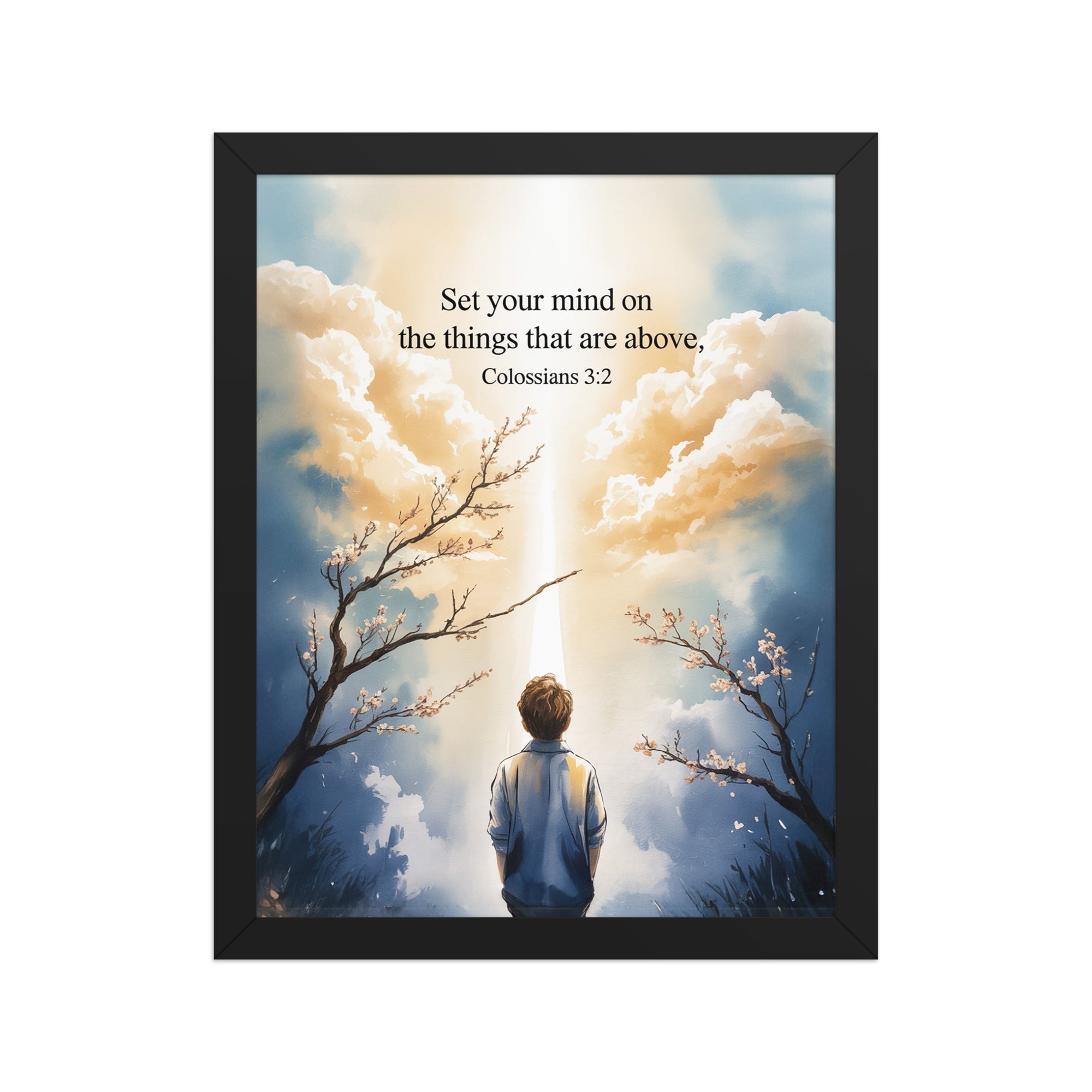 Colossians 3:2 Bible Verse the things Premium Luster Photo Paper Framed Poster Black 11″×14″