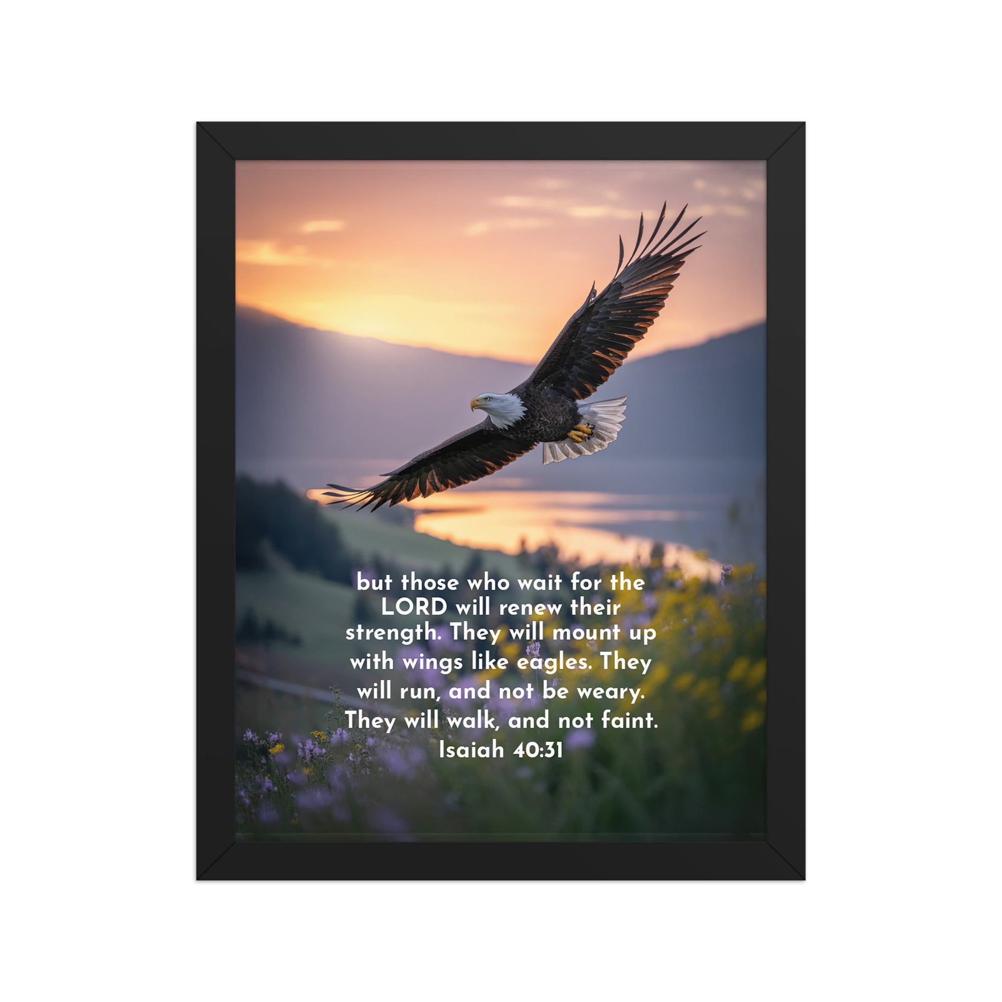 Isaiah 40:31 Bible Verse Renew Strength Premium Luster Photo Paper Framed Poster Black 11″×14″