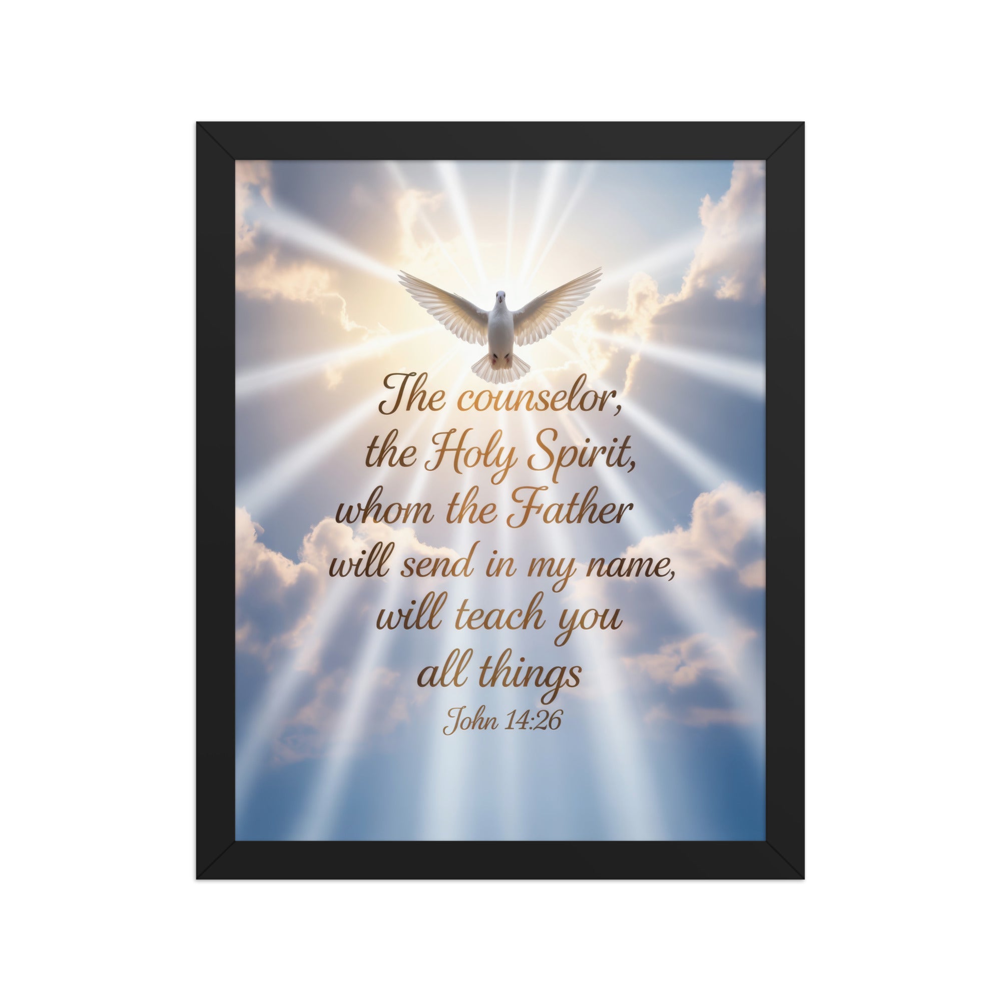John 14:26 Bible Verse Father Premium Luster Photo Paper Framed Poster Black 11″×14″