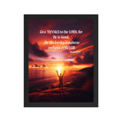 Psalm 107:1 Bible Verse, Give Thanks to the Lord Premium Luster Photo Paper Framed Poster Wall Art Black 11″×14″