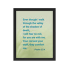 Psalm 23:4 Bible Verse, fear no evil Premium Luster Photo Paper Framed Poster Wall Art Black 11″×14″