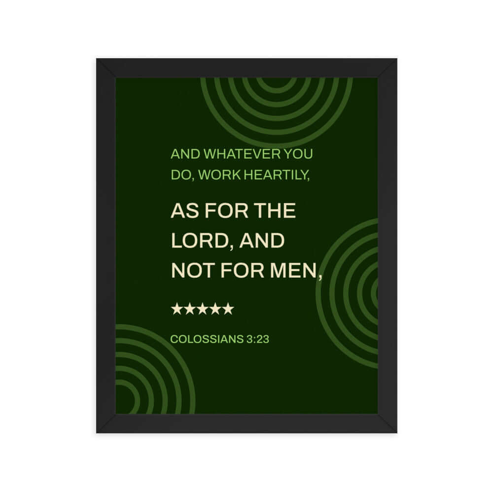 Colossians 3:23 Bible Verse, not for men Premium Luster Photo Paper Framed Poster Wall Art Black 11″×14″