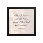Romans 10:13 Bible Verse, Whoever Premium Luster Photo Paper Framed Poster Wall Art Black 12″×12″