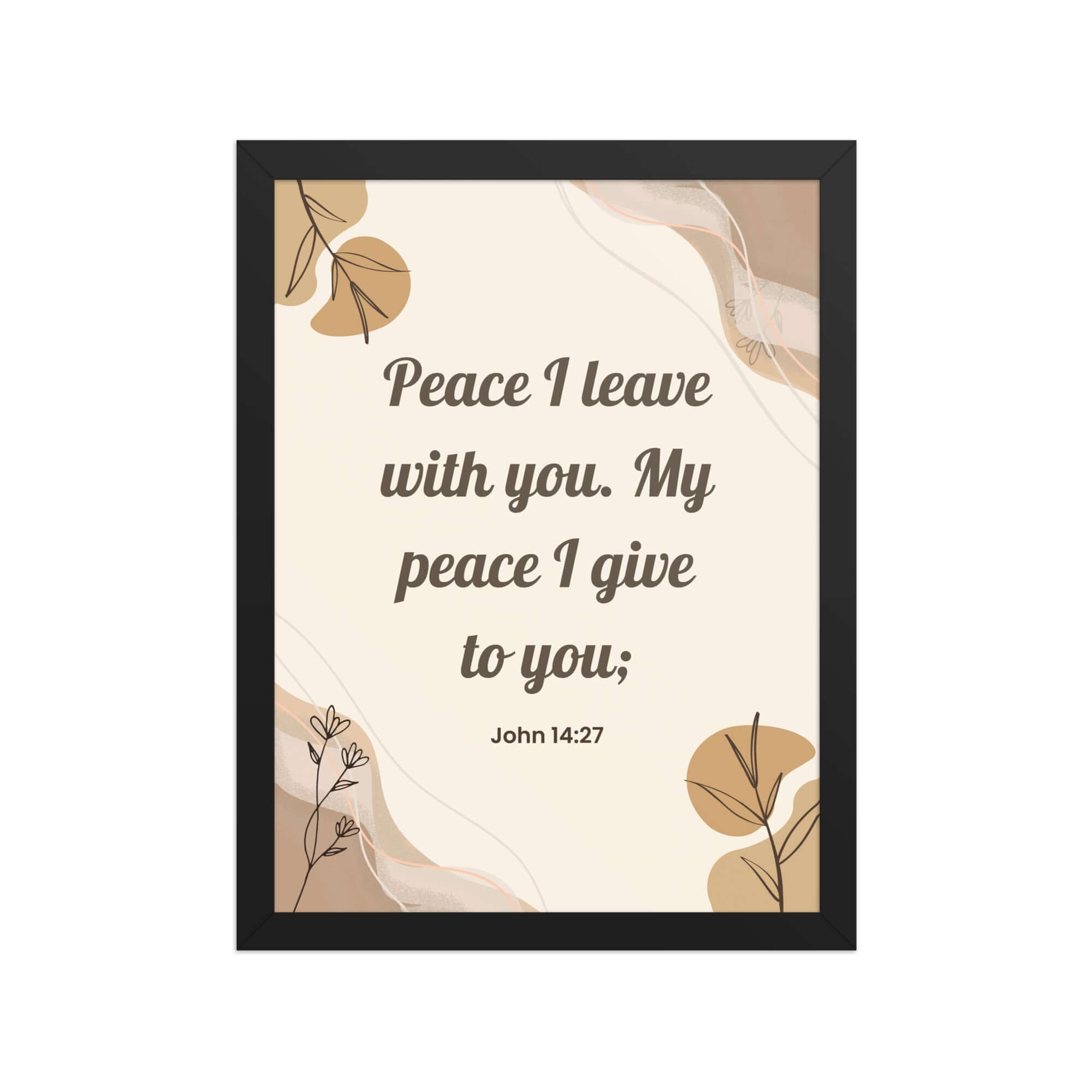 John 14:27 Bible Verse, Peace I Premium Luster Photo Paper Framed Poster Wall Art Black 12″×16″