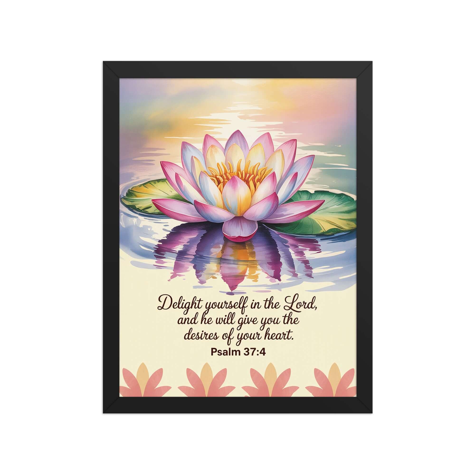 Psalm 37:4 Bible Verse, the Lord Premium Luster Photo Paper Framed Poster Black 12″×16″