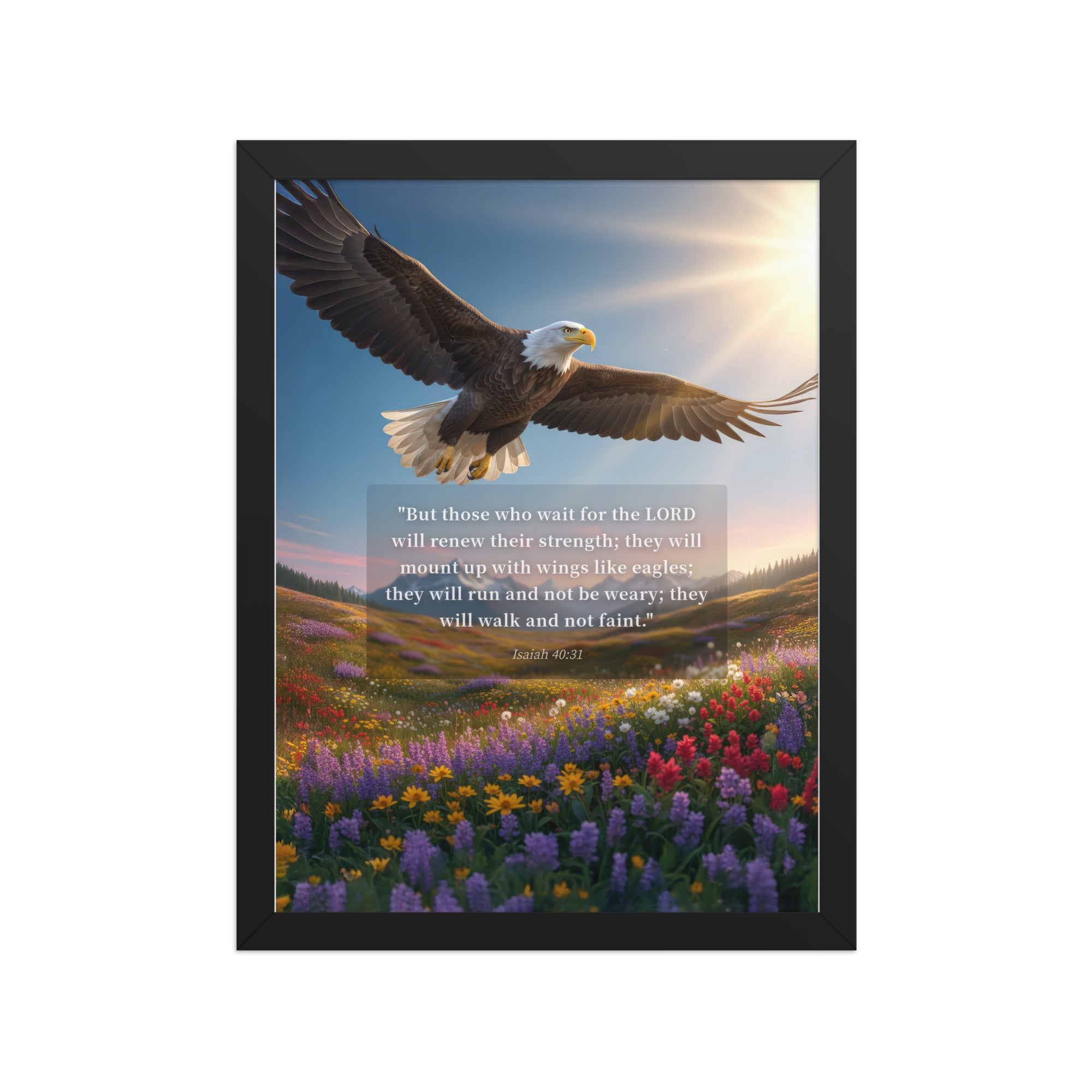 Isaiah 40:31 Bible Verse Who Wait Premium Luster Photo Paper Framed Poster Black 12″×16″
