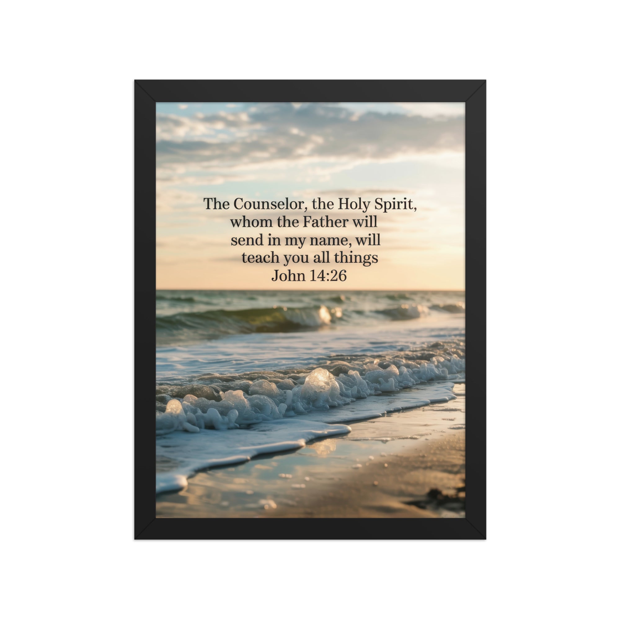 John 14:26 Bible Verse You All Premium Luster Photo Paper Framed Poster Black 12″×16″