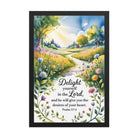 Psalm 37:4 Bible Verse, desires Premium Luster Photo Paper Framed Poster Black 12″×18″