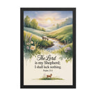 Psalm 23:1 Bible Verse, Lord Premium Luster Photo Paper Framed Poster Black 12″×18″