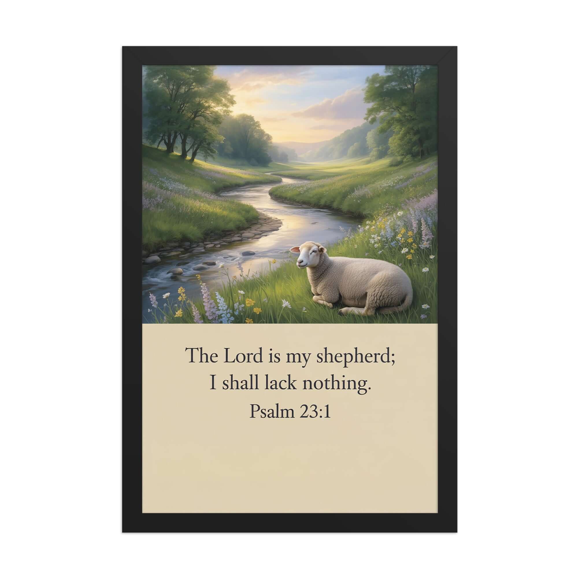 Psalm 23:1 Bible Verse, I shall Premium Luster Photo Paper Framed Poster Black 12″×18″