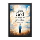 Matthew 19:26 Bible Verse Jesus Premium Luster Photo Paper Framed Poster Black 12″×18″