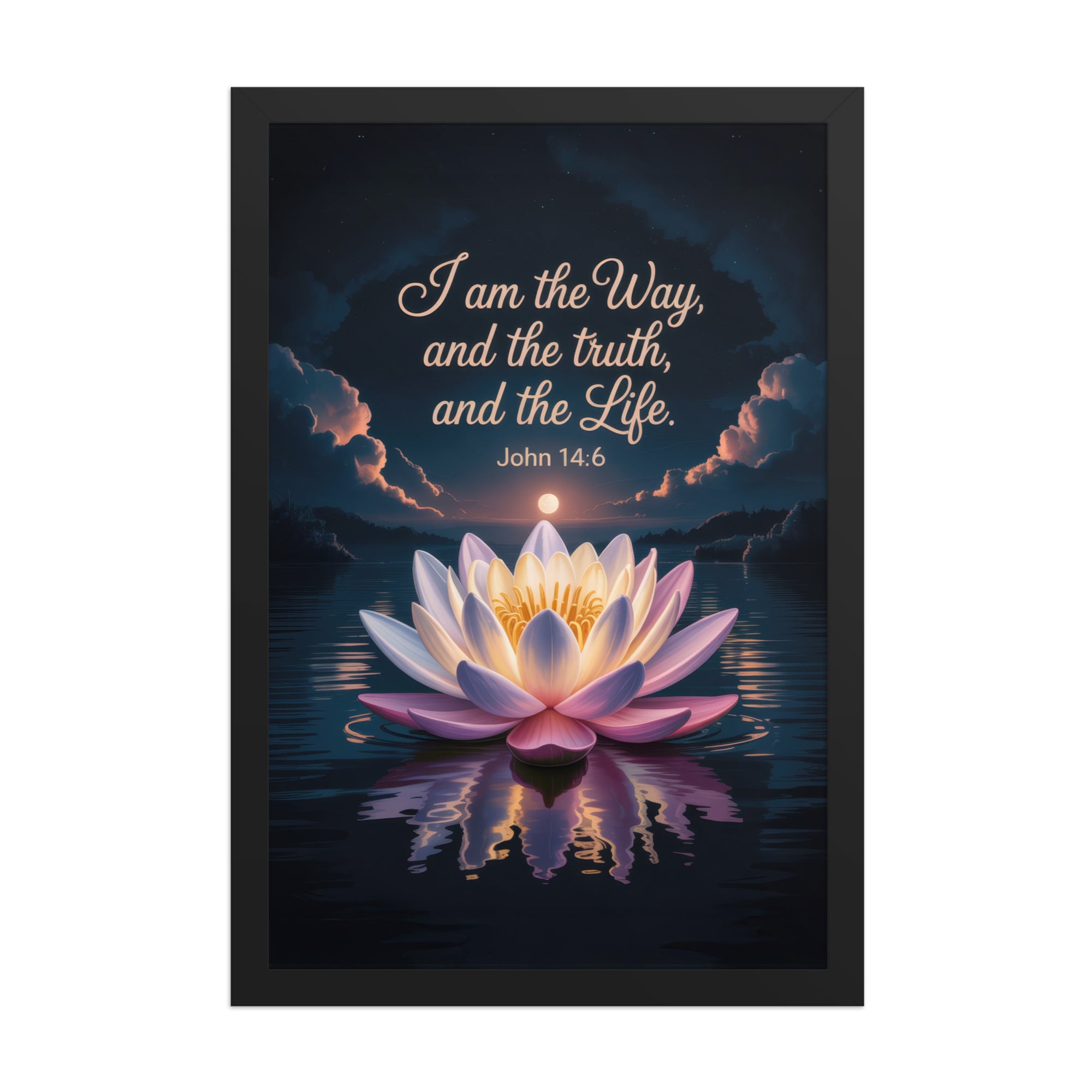 John 14:6 Bible Verse The Way Premium Luster Photo Paper Framed Poster Black 12″×18″