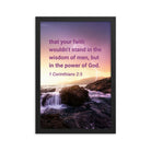 1 Corinthians 2:5 Bible Verse, power of God Premium Luster Photo Paper Framed Poster Wall Art Black 12″×18″