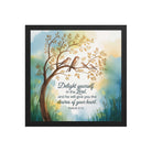 Psalm 37:4 Bible Verse, Yourself Premium Luster Photo Paper Framed Poster Black 14″×14″