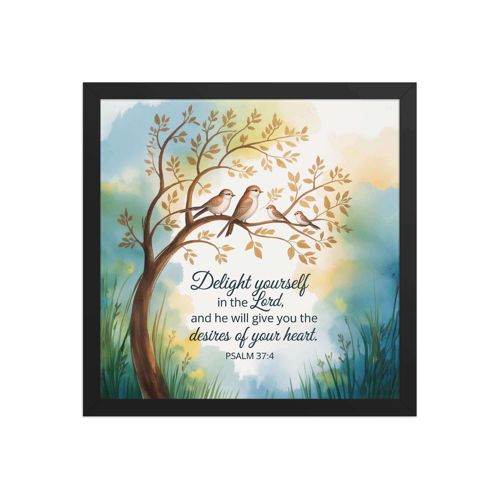 Psalm 37:4 Bible Verse, Yourself Premium Luster Photo Paper Framed Poster Black 14″×14″