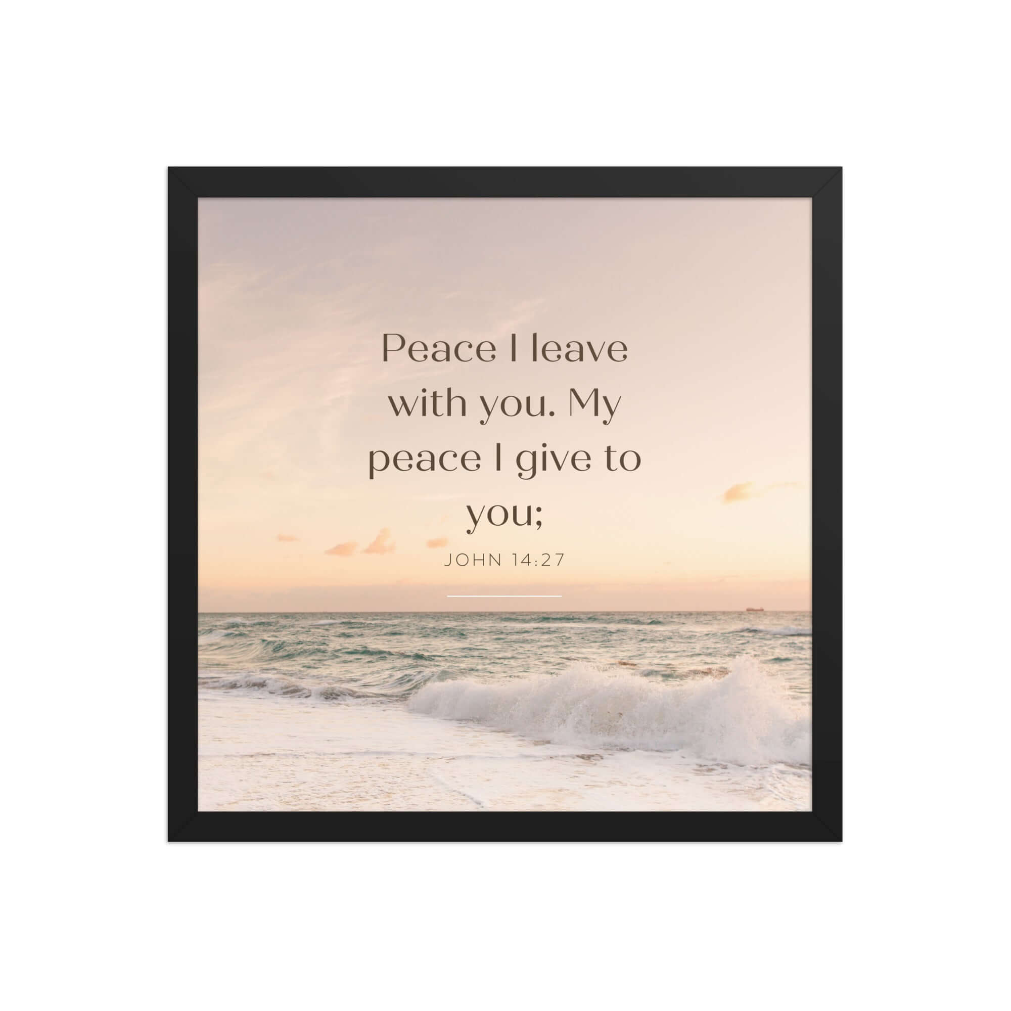 John 14:27 Bible Verse, not as the Premium Luster Photo Paper Framed Poster Wall Art Black 16″×16″