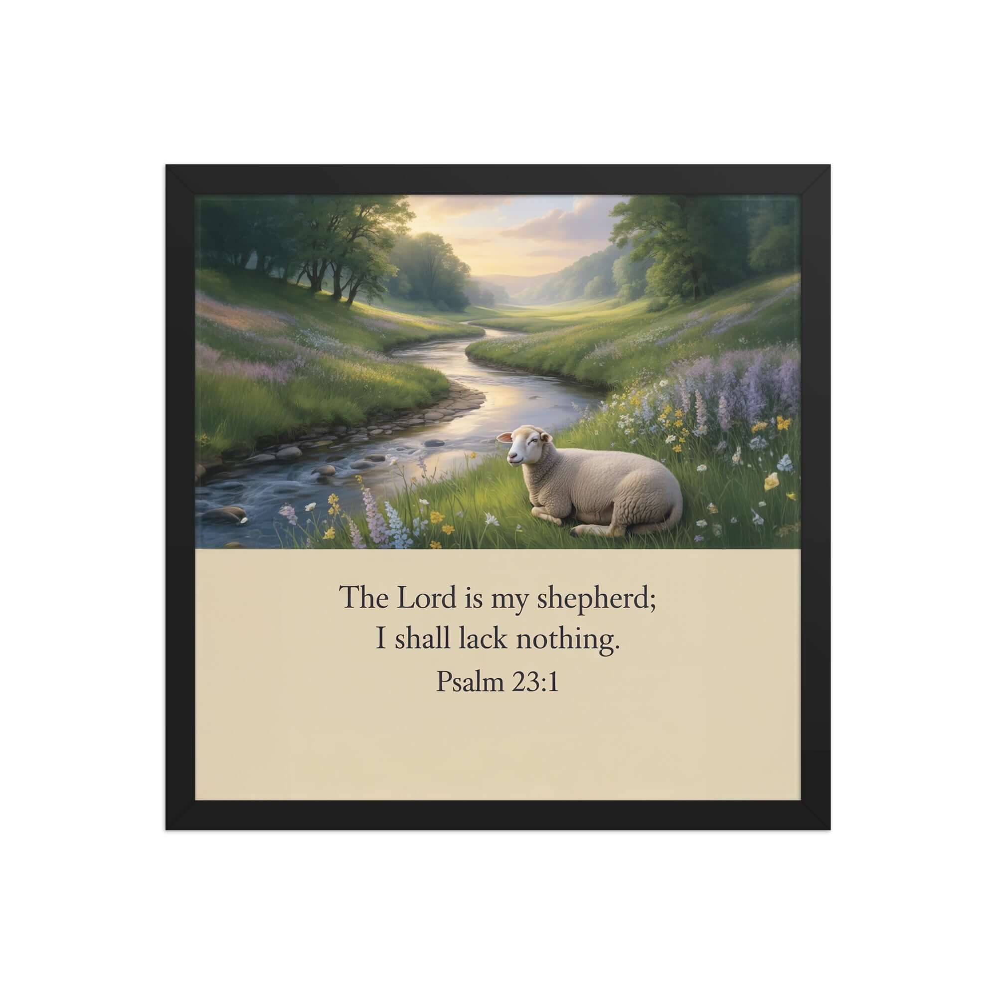 Psalm 23:1 Bible Verse, I shall Premium Luster Photo Paper Framed Poster Black 16″×16″