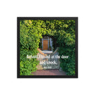 Revelation 3:20 Bible Verse, Garden Doorway Premium Luster Photo Paper Framed Poster Wall Art Black 16″×16″